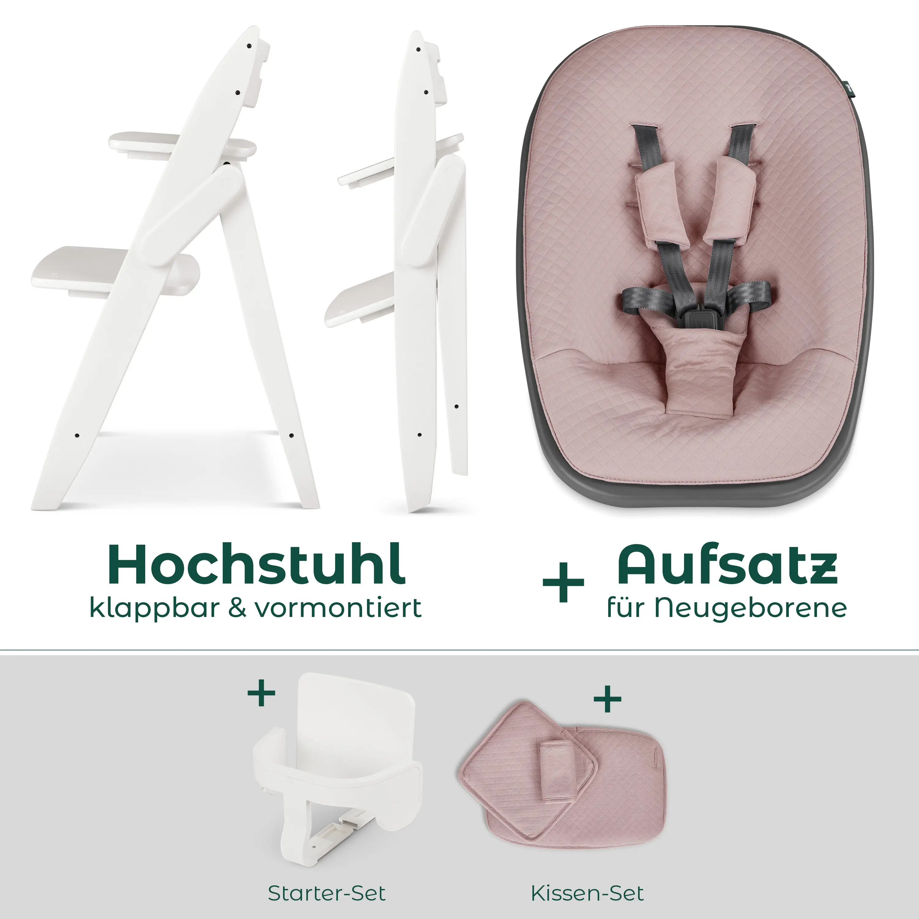 Hochstuhl Yippy All in One Set 4-tlg. - Snow Rose Gold