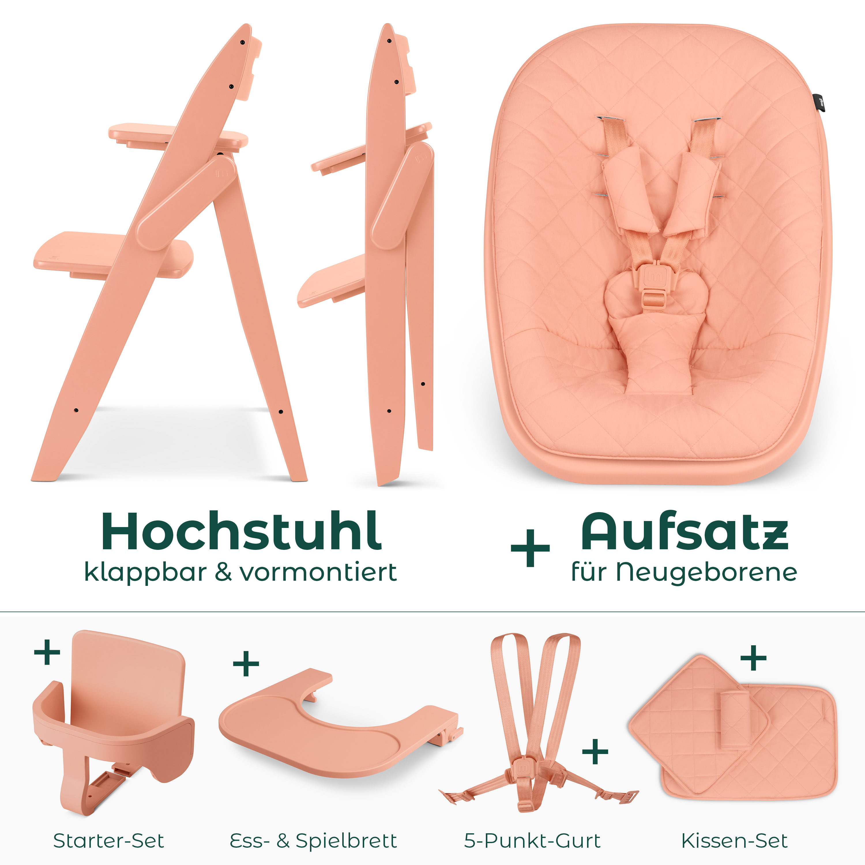 Hochstuhl Yippy All in One Set Plain - Salmon Hochstuhl Yippy All in One Set Plain - Salmon