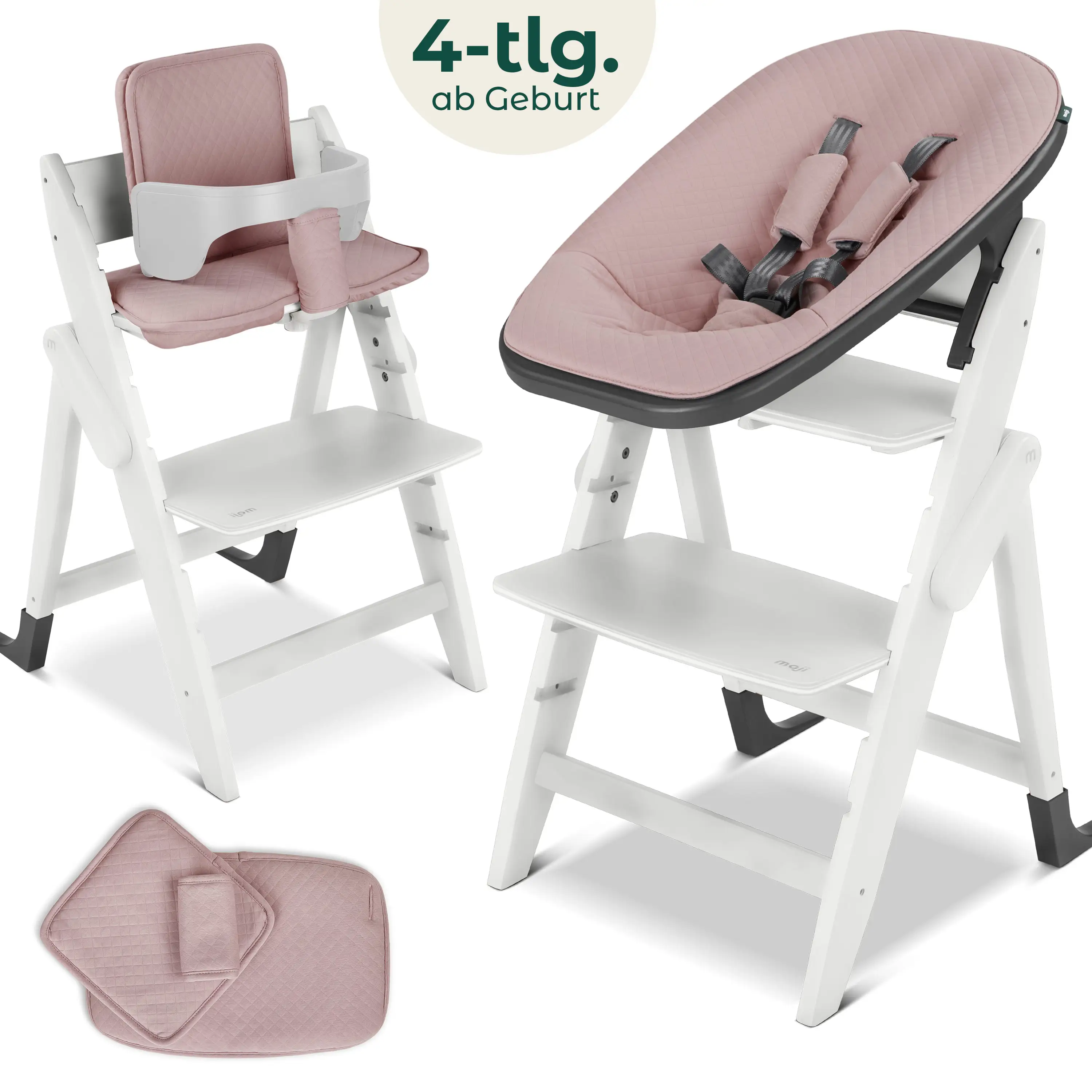 Hochstuhl Yippy All in One Set 4-tlg. - Snow Rose Gold