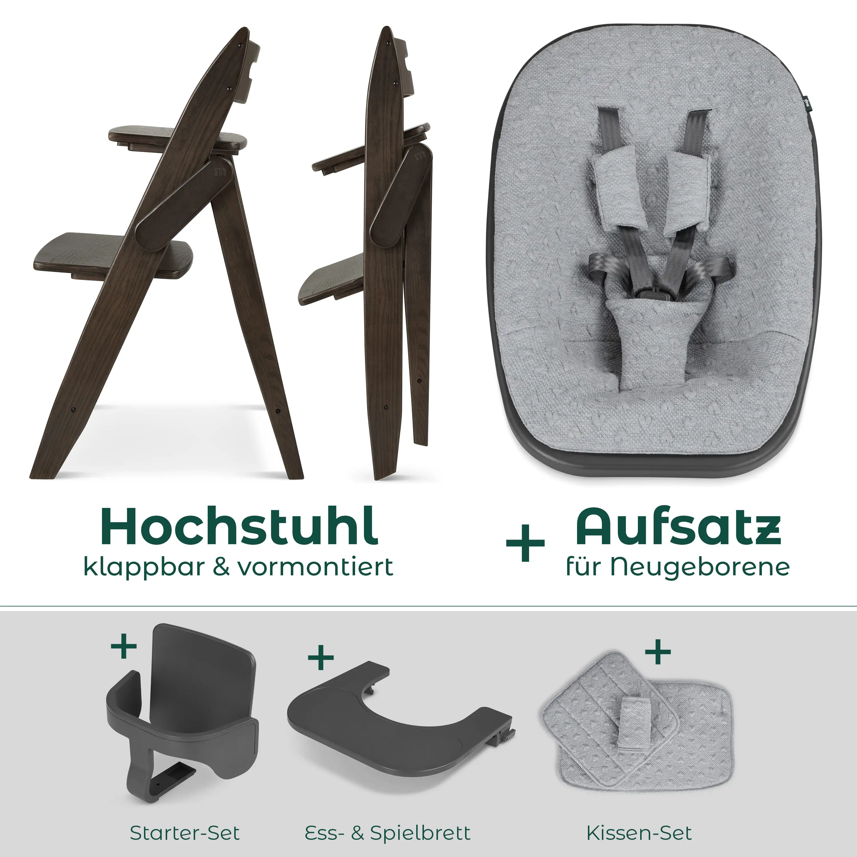Hochstuhl Yippy All in One Set 5-tlg. - Espresso Heart