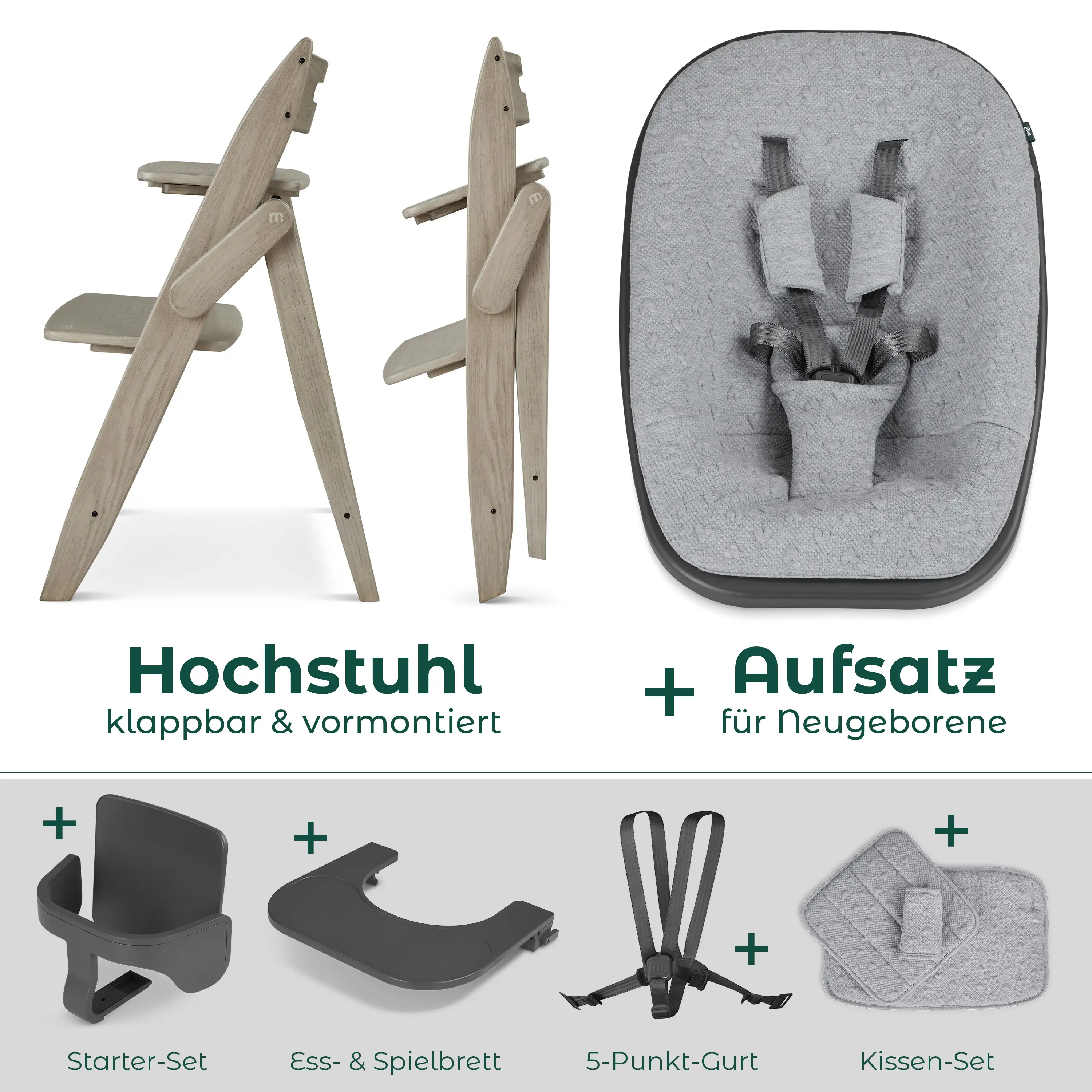 Hochstuhl Yippy All in One Set Trunk - Cashmere Heart
