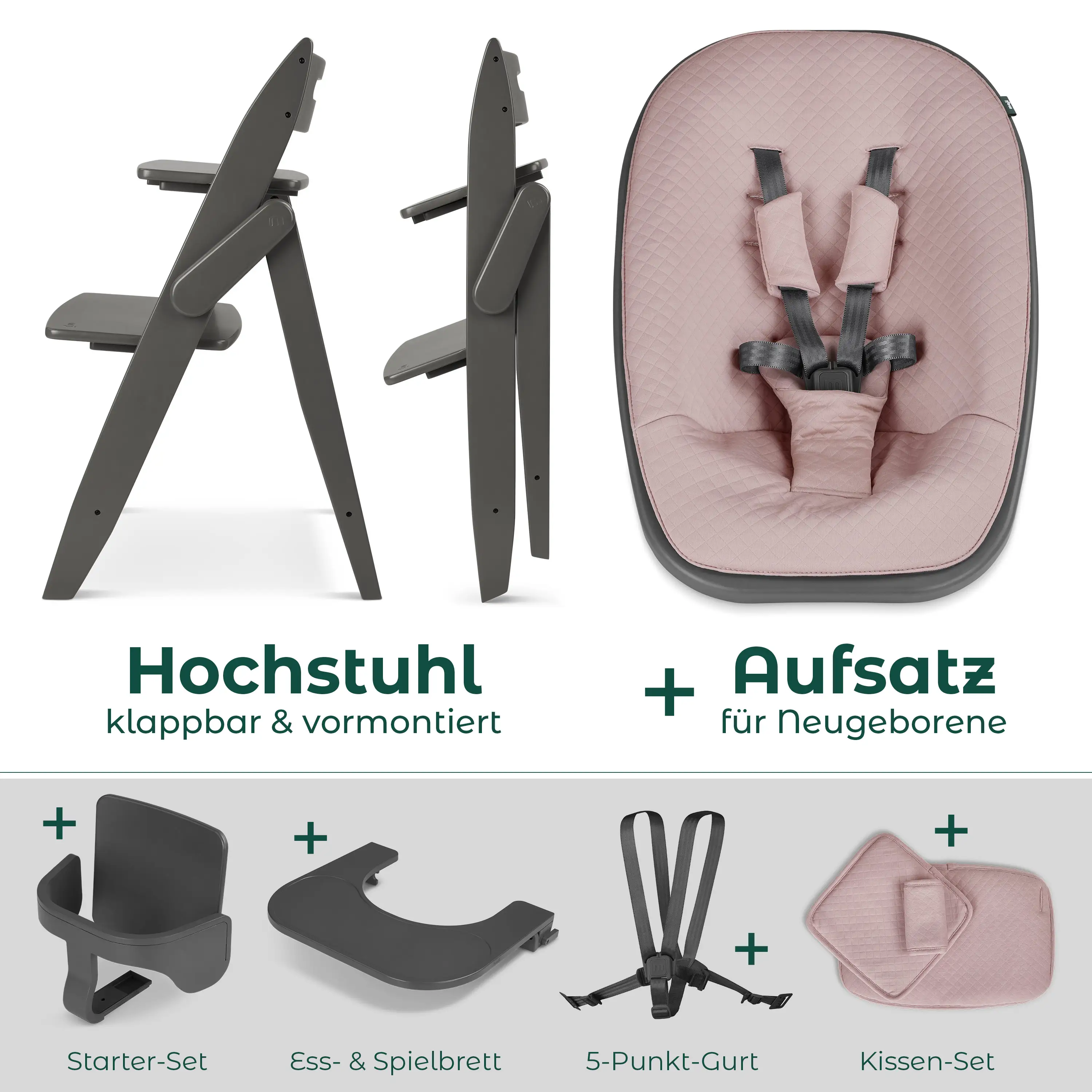 Hochstuhl Yippy All in One Set Plain - Cloud Rose Gold