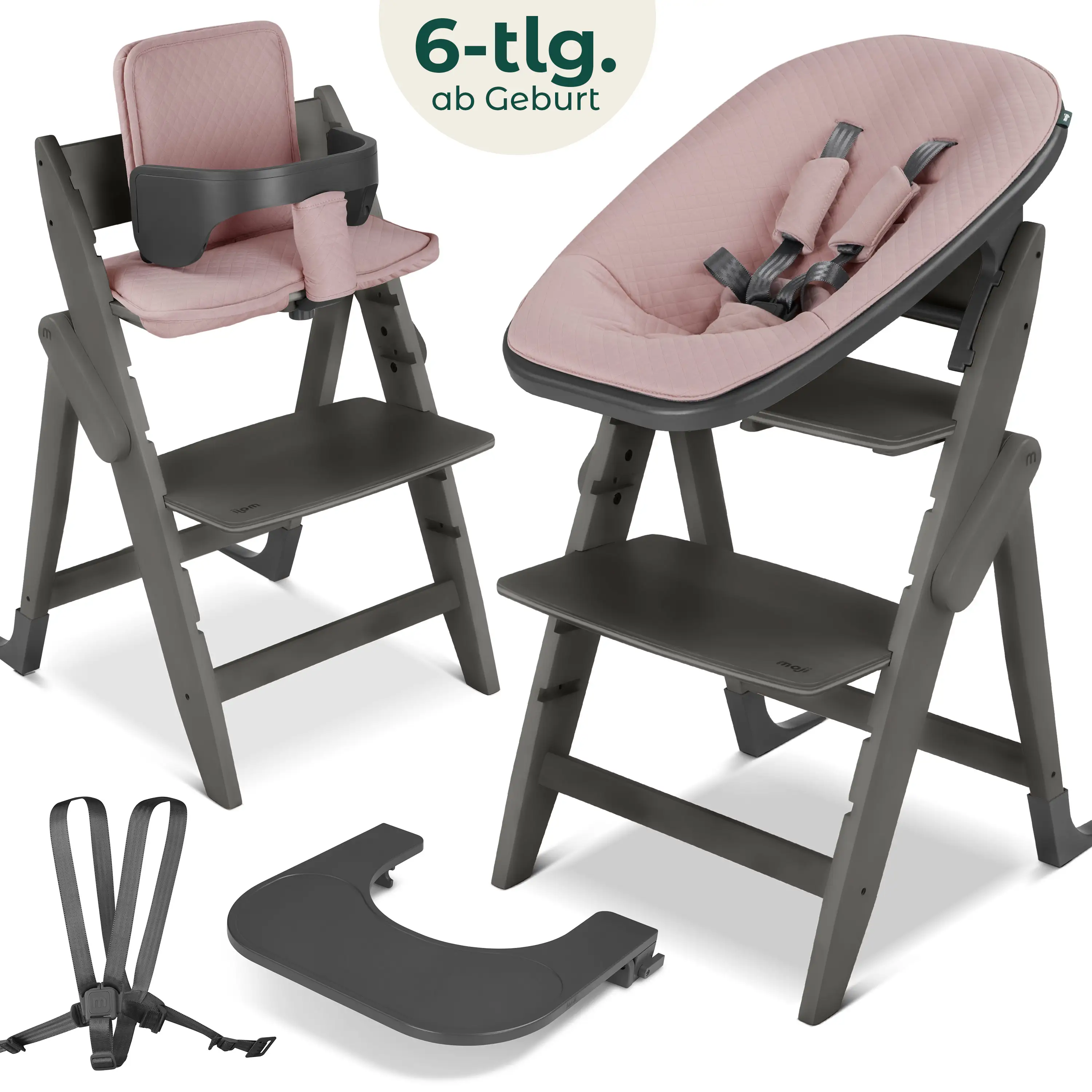 Hochstuhl Yippy All in One Set Plain - Cloud Rose Gold