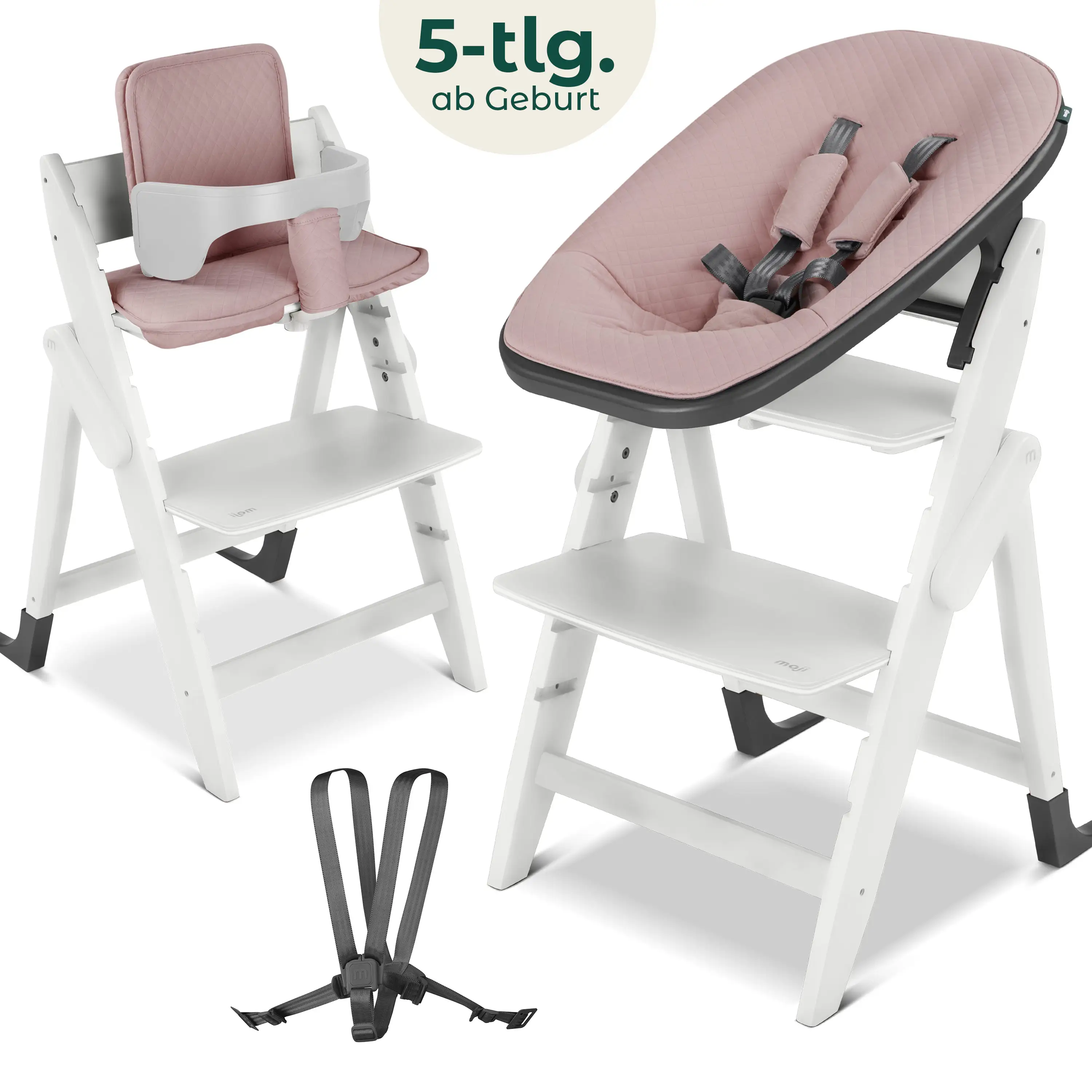 Hochstuhl Yippy All in One Set Plain 5-tlg. - Snow Rose Gold
